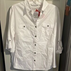 Emily Daniels White Button-Up Shirt